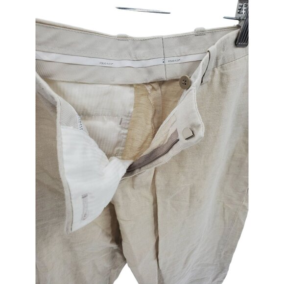 Perry Ellis 36x29 Portfolio Trouser Linen Pants Lightweight Mens Slacks Cream - Picture 11 of 14
